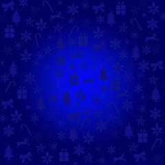 Christmas Blue Background with Blue Icons