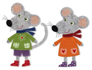 Mice cut out of felt and wool