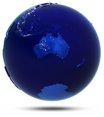 Australia globe white isolated