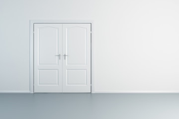 empty white room with closed door