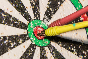 Dart on Dartboard Bullseye