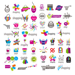 large collection of vector logos and shopping discounts basket