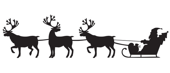 Santa Claus riding a sleigh with reindeers