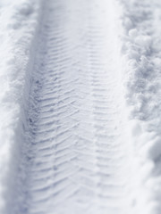 Winter tyre track in the snow