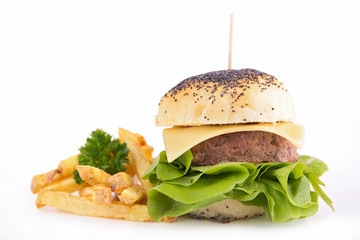 burger and french fries