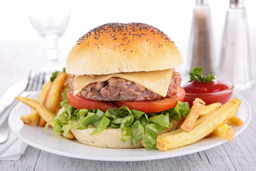 burger and french fries