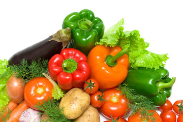 Fototapeta na wymiar ripe fresh vegetables on a white background closeup