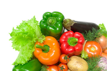 fresh vegetables closeup on white background