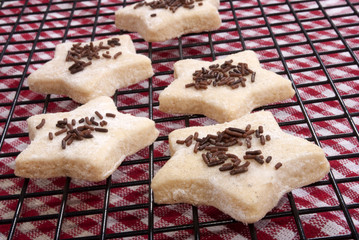 freshly baked christmas cookies in star shape