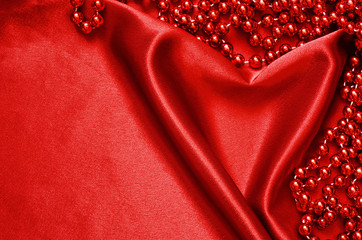 Red satin and beads