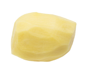 peeled potatoes on a white background
