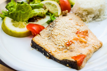 grilled salmon and rice