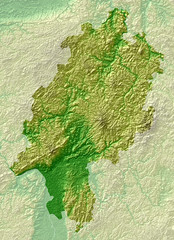 Topografische Reliefkarte Hessen (Deutschland) und Umland