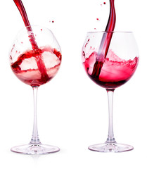 Splash red wine against a white background