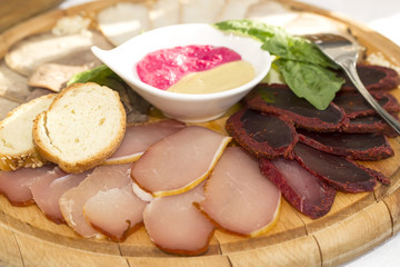 meat dish with several kinds of sausages
