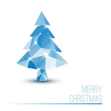 Vector card with abstract blue christmas tree