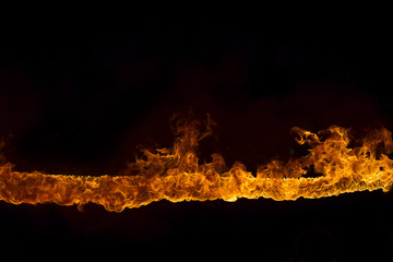 Blazing flames on black background