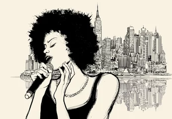 Poster Afro-Amerikaanse jazz-zangeres © Isaxar