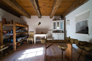 Inside of old rural home in Poland XIXth century - pottery works