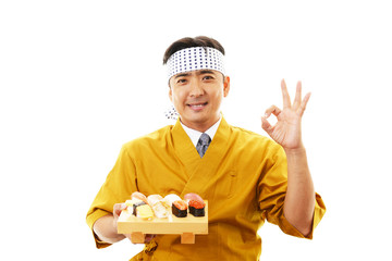 笑顔の寿司職人