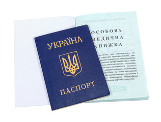Ukrainian sanitary book isolated on white background