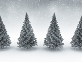 Obraz premium Winter scene pine trees