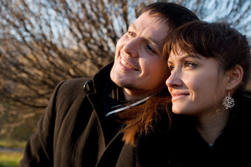 Couple smiling in the Park