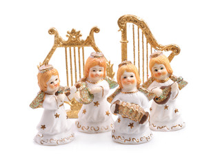 Figurines angels isolated.