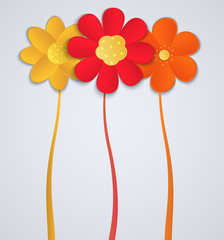 Flowers on a white background. Paper flower decorations