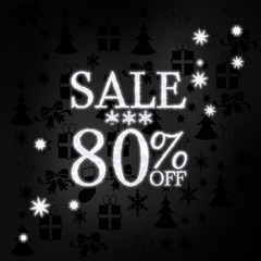 Fototapeta na wymiar noble Christmas sale 80 percent off symbol with stars