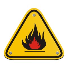 flammable triangle yellow sign