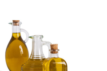 olive oil bottles isolated on white background