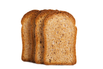 toasted bread slices isolated on white background