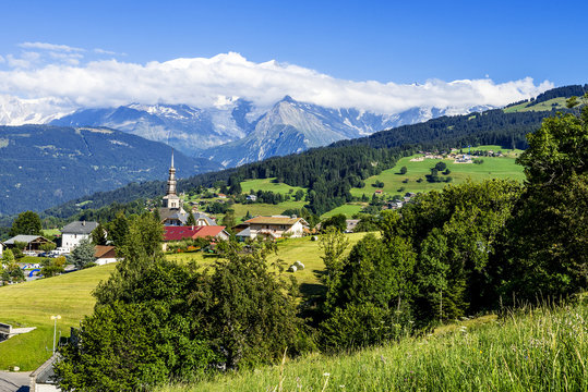 combloux village and Mont Blanc
