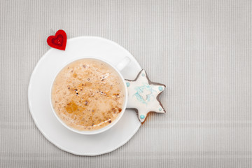 Cup coffee christmas gingerbread cake star heart love