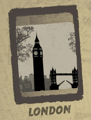 London skyline on antique poster