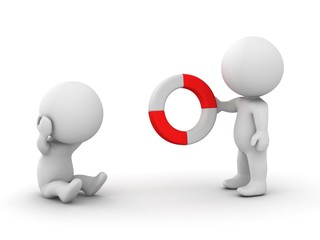 Giving Help to depressed 3d Man