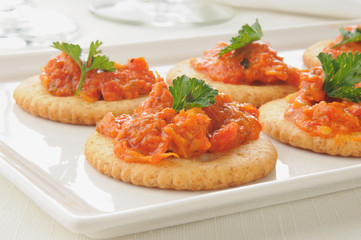 Crackers with bruschetta