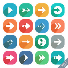 Arrow sign Flat icon set. Light version