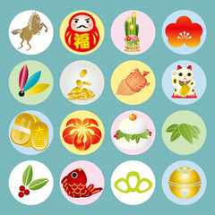 お正月　アイコン　ボタン