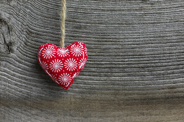 Merry Christmas Decoration Red Flower Pattern Fabric Heart