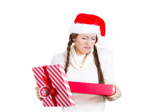 Christmas Woman Unhappy With The Gift She Received