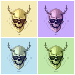 Hipster skulls with horns