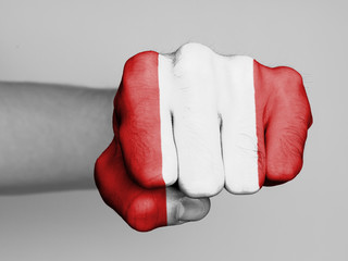 Fist of a man punching