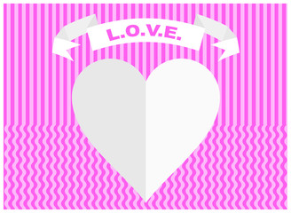 romantic paper heart on striped background