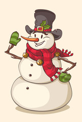 Christmas snowman character. Vector illustration.