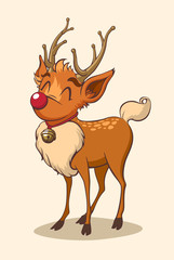 Christmas reindeer character. Vector illustration.