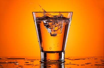 Ice in a glass with water