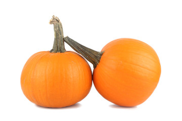 Pumpkins on white background