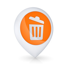 GPS icon with symbol of trashcan.